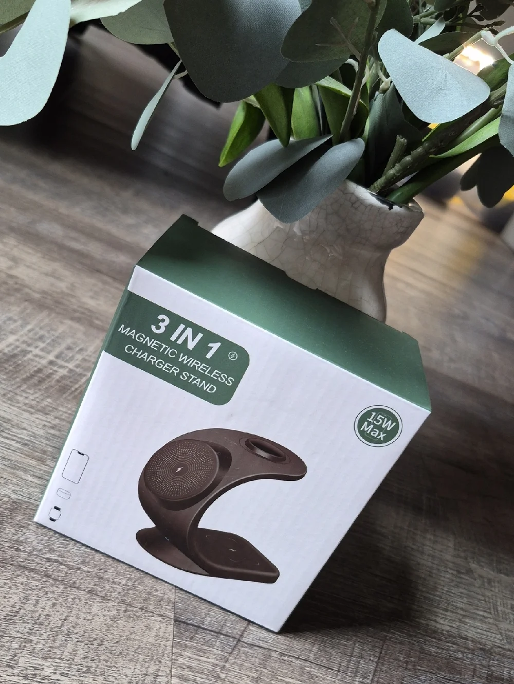 3-in-1 Magnetic Wireless Charger Stand - Brown